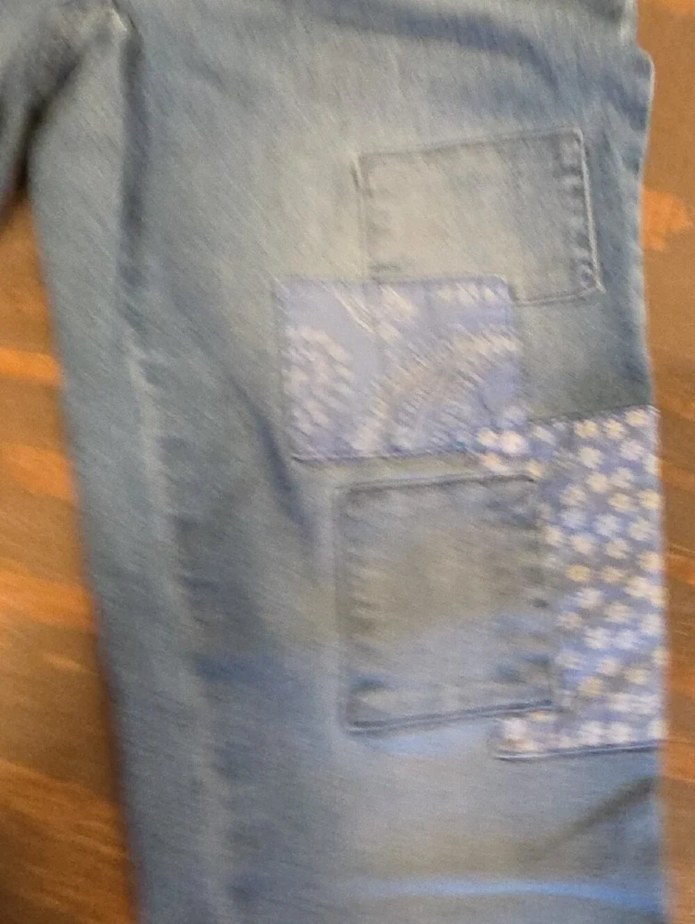 Justice Light Blue Denim Jeans with Blue Patch Accents